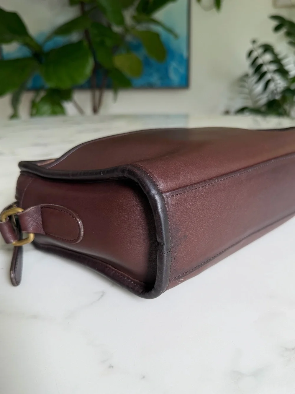 Coach Vintage Metropolis Zip Crossbody Bag 9087 Mahogany Leather 90's w/ Key Fob - Picture 13 of 16